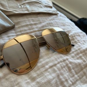 Authentic Dior Split Aviator sunglasses silver and gold